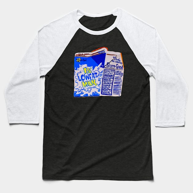 Low-fat Milk Carton Baseball T-Shirt by SPINADELIC